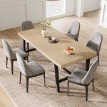 Table � manger rectangulaire - lunsy - 180x90 cm - 6 � 8 personnes - pieds en fer - structure trap�zo�dale ...