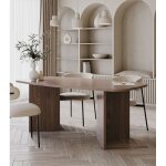 Table � manger rectangulaire ? piano ? aspect noyer wisconsin ? 190x100 cm