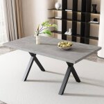 Table � manger rectangulaire avec pieds crois�s en m�tal - design moderne minimaliste - avec finition ...