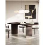 Table � manger rectangulaire ? qubeo ? aspect fr�ne brun ? bords arrondis pi�tement plein ? 204x90 cm ...