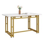 Table � manger rectangulaire 120x70cm 1 pi�ce 4 - 6 personnes cadre m�tal pieds dor�s table de cuisine ...