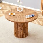 Table � manger ronde 100 cm en mdf (4 segments) avec rangement m�tal / mdf finition bois 4 - 6 pers