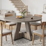 Table � manger ronde 120 �75 cm bois pour 4 personnes pour cuisine gris