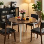 Table � manger ronde de 120 cm - table de cuisine avec pieds en bois massif pour salon cuisine salle ...