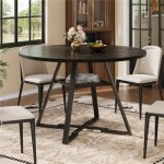 Table � manger ronde 120 cm effet marbre noir table ronde salle manger 4 personnes moderne avec �tag�re ...