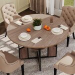 Table � manger ronde de 151 cm pour 4 � 6 personnes table de cuisine en bois avec pi�tement robuste