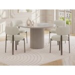 Table � manger ronde 4 personnes en mdf - beige - tamarzo