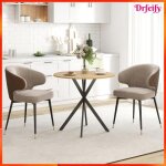 Table � manger ronde - akozon - 11836 - plateau aspect bois - pi�tement crois� acier - diam�tre 80 cm ...