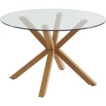 Table  manger ronde harry verre et effet chne 120cm - transparent