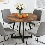 Table � manger ronde - bellemave - table de cuisine - pieds en m�tal - �8001 x h7501 cm - bois rustique ...