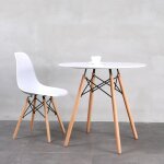 Table � manger ronde en bois blanc - 4 places - dia. 80cm hauteur 75cm