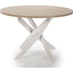Table  manger ronde effet bois et blanc 4 personnes 120 cm - calvin