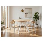 Table � manger ronde extensible 80?130cm - 4 � 8 personnes - d�cor ch�ne dor� kraft? pied bois massif ...