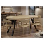 Table � manger ronde extensible 80?130cm - 4 � 8 personnes - d�cor hikora? pied bois massif noir - balut ...