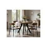 Table � manger ronde extensible 80?130cm - 4 � 8 personnes - d�cor hunton? pied bois massif noir - balut ...