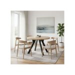Table � manger ronde extensible 80?130cm - 4 � 8 personnes - d�cor sonoma pied bois massif noir - balut ...