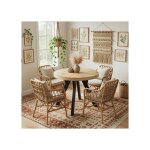 Table � manger ronde extensible 80?130cm - 4 � 8 personnes - d�cor wotan? pied bois massif noir - balut ...