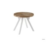 Table � manger ronde extensible 90?190 cm - d�cor chene dore? pied bois massif blanc - balut home