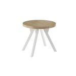 Table � manger ronde extensible 90?190cm - 4 - 10personnes - d�cor hamilton? pied bois massif blanc - ...