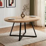 Table � manger ronde extensible - table de cuisine - plateau 3cm �pais - rallonge int�gr�e - 100 / 140x100cm ...