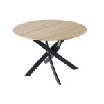 Table à manger ronde fixe salon modèle zen couleur chêne pieds métalliques Ø90x77cm rf717 Table à manger ronde fixe salon modèle zen couleur chêne pieds métalliques Ø90x77cm rf717