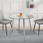 Table  manger ronde humppila verre tremp acier 75 x 80 cm transparent chrome