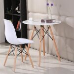 Table à manger ronde keisha - blanc laqué - style scandinave - 4 places Table à manger ronde keisha - blanc laqué - style scandinave - 4 places