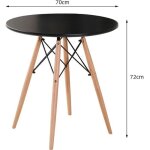 Table  manger ronde noir scandinave - bois massif - 2 - 4 personnes