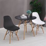 Table  manger ronde noire 4 places en bois - dia. 80cm hauteur 75cm - yagewa