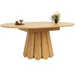 Table � manger ronde / ovale extensible bois massif 118 - 158 cm 6 personnes salle � manger