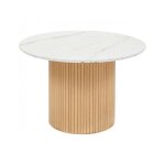 Table � manger ronde avec plateau effet marbre blanc - diam�tre 110 x hauteur 76 cm