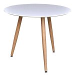 Table  manger ronde polar 90cm blanc & naturel