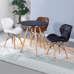 Table à manger ronde scandinave noir en bois - oui - diamètre 80cm hauteur 75cm - 4 places - meuble de ... Table à manger ronde scandinave noir en bois - oui - diamètre 80cm hauteur 75cm - 4 places - meuble de ...