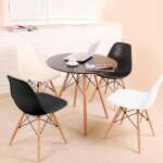 Table à manger ronde yagewa - noir - style scandinave - 80x80x75cm Table à manger ronde yagewa - noir - style scandinave - 80x80x75cm