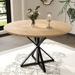 Table � manger ronde120 cm - style moderne - plateau en mdf r�sistant - base en acier robust - pour 4 ...