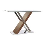 Table à manger style moderne console marron foncé transparent argenté 120 cm Table à manger style moderne console marron foncé transparent argenté 120 cm