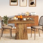 Table � mangerlittle tree80 cm table de cuisine carr�e pour 4 personnes avec plateau et pieds �paismarron ...