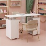 Table de manucure avec aspirateur int�gr� - 3 tiroirs - �tag�res lat�rales - repose - mains - sur roulettes ...