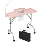 Table de manucure avec aspirateur - relax4life - lampe led r�glables - repose - poignet - 4 roues verrouillabl ...