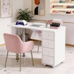 Table de manucure professionnelle avec aspirateur int�gr� 4 tiroirs - repose - mains - roulettes avec ...