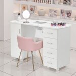 Table de manucure avec syst�me daspiration des poussi�res - 4 tiroirs - 1 armoires - repose - sur roulettes ...