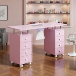 Table de manucure avec syst�me daspiration des poussi�res - 8 tiroirs - repose - sur roulettes avec frein ...