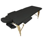 Table de massage pliante 2 zones en bois avec panneau reiki + accessoires et housse de transport - noir ...