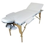Table de massage pliante 3 zones en bois avec panneau reiki + accessoires et housse de transport - blanc ...