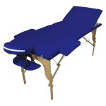 Table de massage pliante 3 zones en bois avec panneau reiki + accessoires et housse de transport - bleu ...