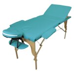 Table de massage pliante 3 zones en bois avec panneau reiki + accessoires et housse de transport - bleu ...