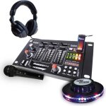 Table de mixage - ibiza sound - casque dj - micro noir - jeu de lumire effet ufo