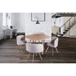 Table scandinave - mosaic - 4 chaises encastrables - beige - mtal imitation bois