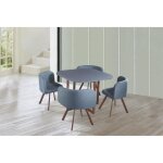 Table scandinave - mosaic - 4 chaises encastrables - gris - mtal imitation bois