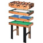 Table multi jeux 4 en 1 babyfoot billard air hockey ping - pong avec accessoires en bois 92l x 78l x ...